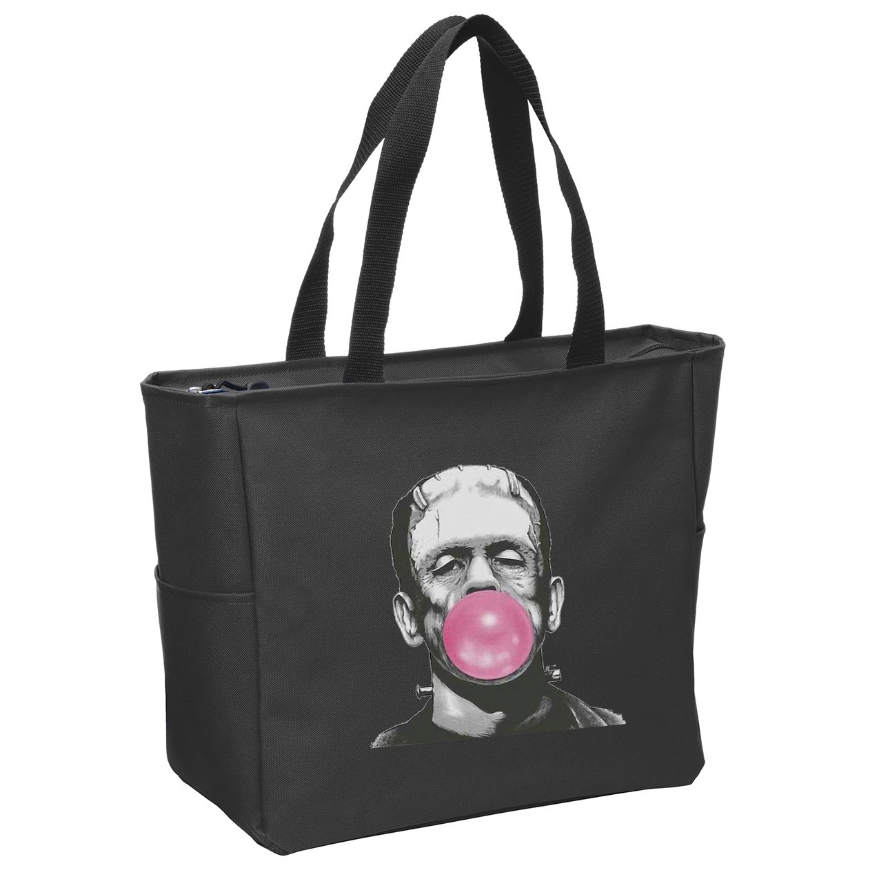 Frankenstein Monster With Pink Bubblegum Bubble Zip Tote Bag