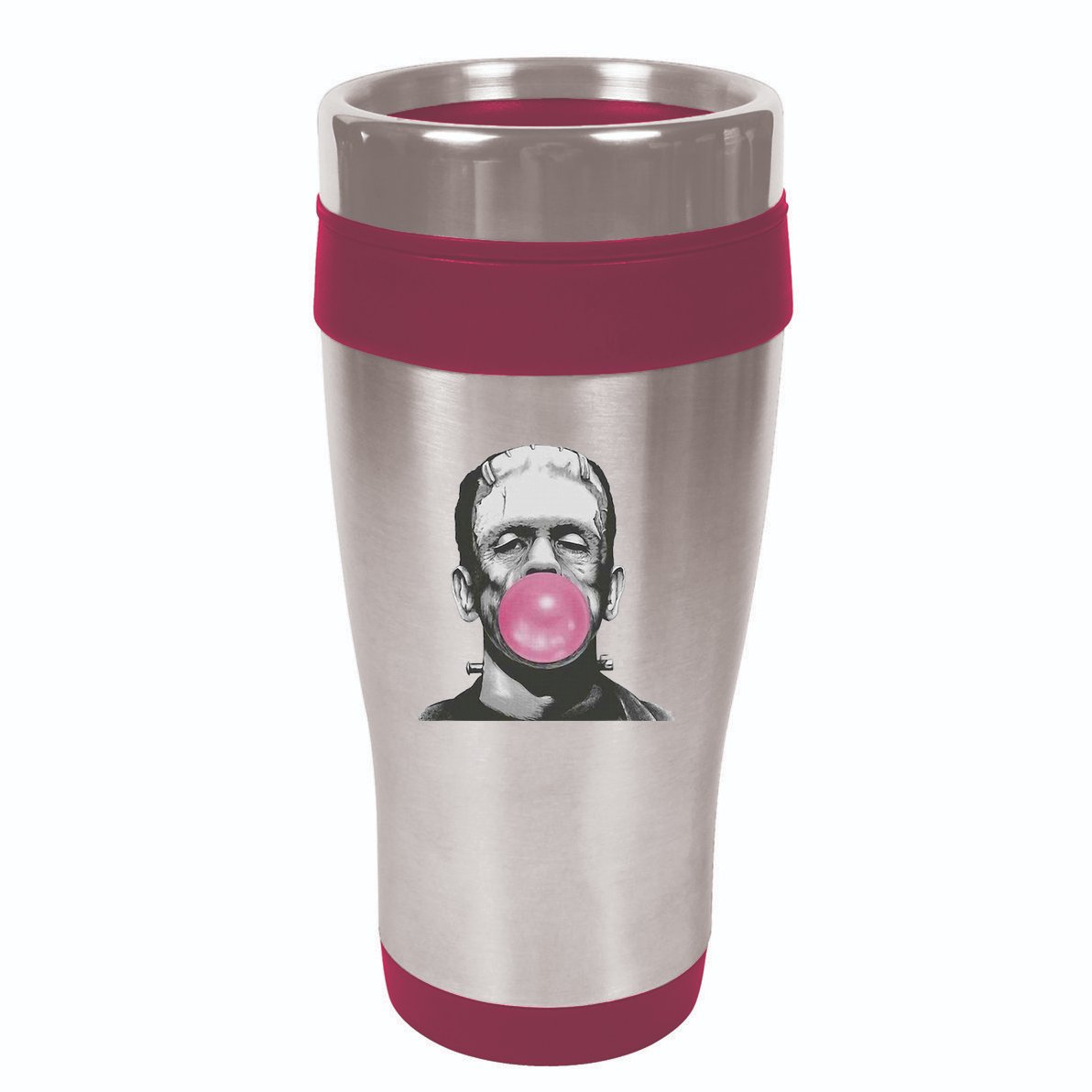 Frankenstein Monster With Pink Bubblegum Bubble 16oz Travel Tumbler