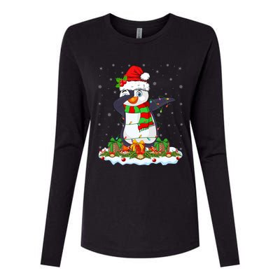 Family Matching Xmas Lighting Dabbing Penguin Christmas Cute Gift Womens Cotton Relaxed Long Sleeve T-Shirt