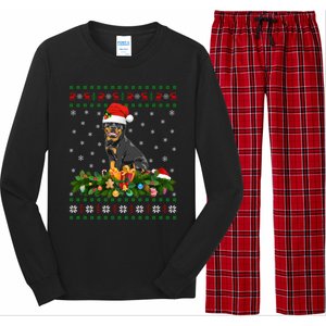 Family Matching Xmas Lighting Ugly Rottweiler Christmas Gift Long Sleeve Pajama Set