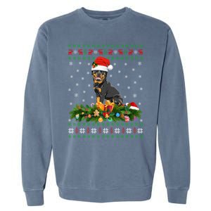 Family Matching Xmas Lighting Ugly Rottweiler Christmas Gift Garment-Dyed Sweatshirt