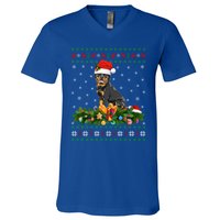 Family Matching Xmas Lighting Ugly Rottweiler Christmas Gift V-Neck T-Shirt