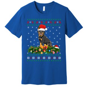 Family Matching Xmas Lighting Ugly Rottweiler Christmas Gift Premium T-Shirt