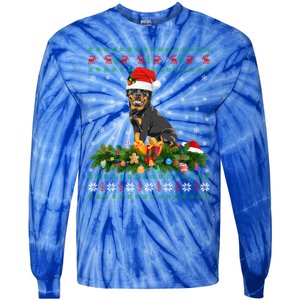 Family Matching Xmas Lighting Ugly Rottweiler Christmas Gift Tie-Dye Long Sleeve Shirt