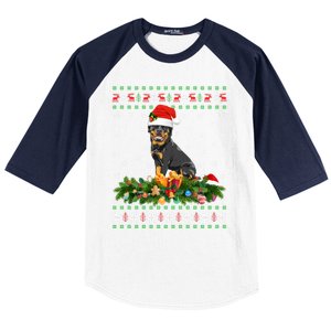 Family Matching Xmas Lighting Ugly Rottweiler Christmas Gift Baseball Sleeve Shirt