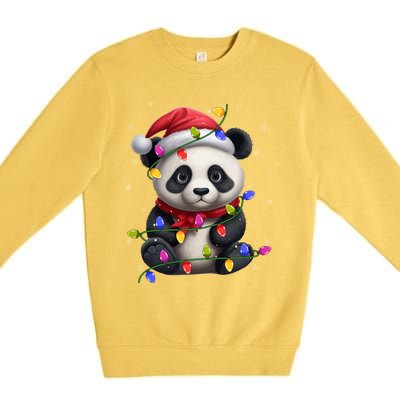 Family Matching Xmas Lighting Santa Panda Christmas Gift Premium Crewneck Sweatshirt