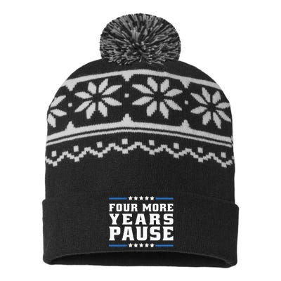 Four More Years Pause Joe Biden Us Flag USA-Made Snowflake Beanie