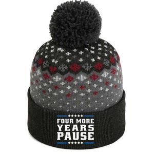 Four More Years Pause Joe Biden Us Flag The Baniff Cuffed Pom Beanie