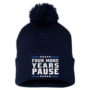 Four More Years Pause Joe Biden Us Flag Pom Pom 12in Knit Beanie