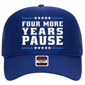 Four More Years Pause Joe Biden Us Flag High Crown Mesh Back Trucker Hat