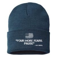 Four More Years Pause Joe Biden Funny Sustainable Knit Beanie