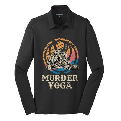 Funny Murder Yoga Brazilian Jiu Jitsu BJJ MMA Silk Touch Performance Long Sleeve Polo