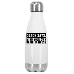 Funny Mind Your Own Damn Businesstim Walz Quote. Joke Stainless Steel Insulated Water Bottle