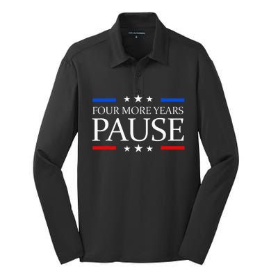 Four More Years Pause Joe Biden Silk Touch Performance Long Sleeve Polo