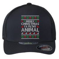 Funny Merry Ya Filthy Animal Ugly Christmas Sweater Xmas Gift Flexfit Unipanel Trucker Cap