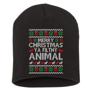 Funny Merry Ya Filthy Animal Ugly Christmas Sweater Xmas Gift Short Acrylic Beanie