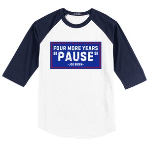 Four More Years Pause Joe Biden Funny Baseball Sleeve Shirt