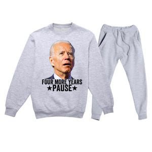 Four More Years Pause Joe Biden Premium Crewneck Sweatsuit Set