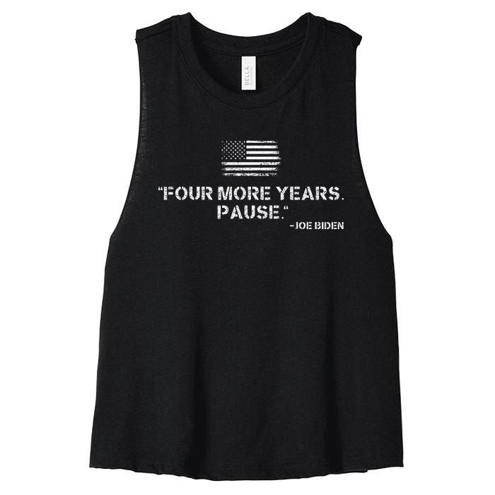 Four More Years Pause Joe Biden Women's Racerback Cropped Tank