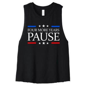 Four More Years Pause Joe Biden Funny Biden Quote Saying Women's Racerback Cropped Tank