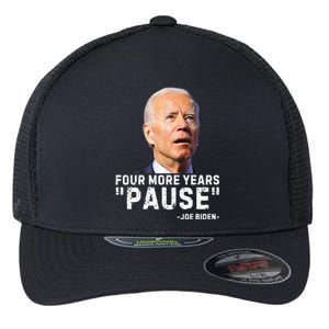 Four More Years Pause Joe Biden Funny Flexfit Unipanel Trucker Cap