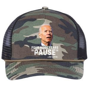 Four More Years Pause Joe Biden Funny Retro Rope Trucker Hat Cap