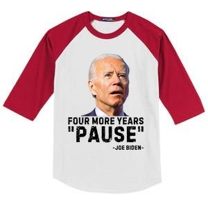 Four More Years Pause Joe Biden Funny Kids Colorblock Raglan Jersey