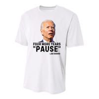 Four More Years Pause Joe Biden Funny Youth Performance Sprint T-Shirt