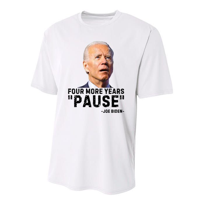 Four More Years Pause Joe Biden Funny Youth Performance Sprint T-Shirt