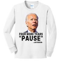 Four More Years Pause Joe Biden Funny Kids Long Sleeve Shirt