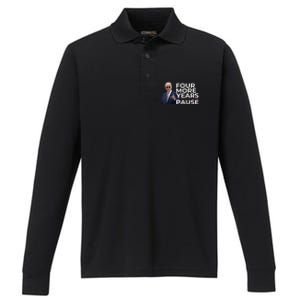 Four More Years Pause Joe Biden Performance Long Sleeve Polo