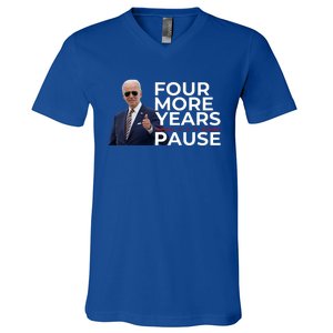 Four More Years Pause Joe Biden V-Neck T-Shirt