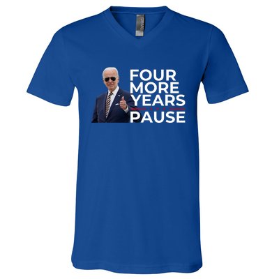 Four More Years Pause Joe Biden V-Neck T-Shirt