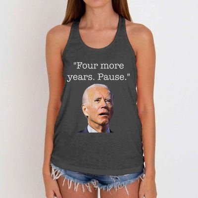 Four More Years Pause Biden Women's Knotted Racerback Tank