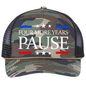 Four More Years Pause Funny Biden Quote Retro Rope Trucker Hat Cap