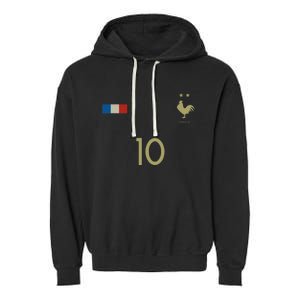 France Number 10 French Soccer Retro Football France Garment-Dyed Fleece Hoodie