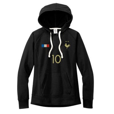 France Number 10 French Soccer Retro Football France Women's Fleece Hoodie