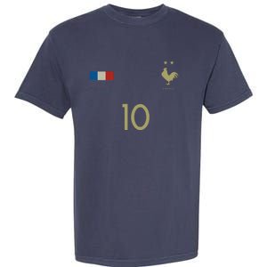 France Number 10 French Soccer Retro Football France Garment-Dyed Heavyweight T-Shirt