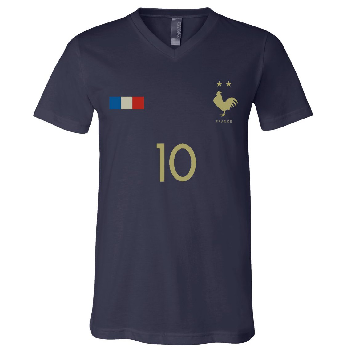 France Number 10 French Soccer Retro Football France V-Neck T-Shirt