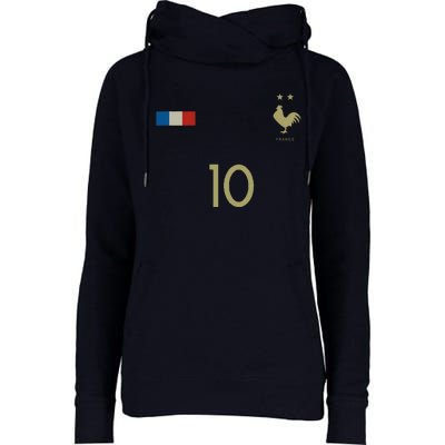 France Number 10 French Soccer Retro Football France Womens Funnel Neck Pullover Hood