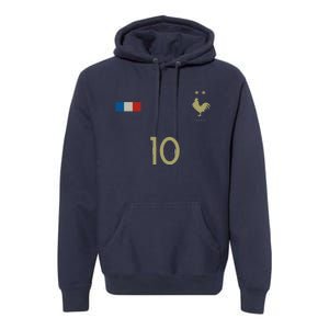 France Number 10 French Soccer Retro Football France Premium Hoodie