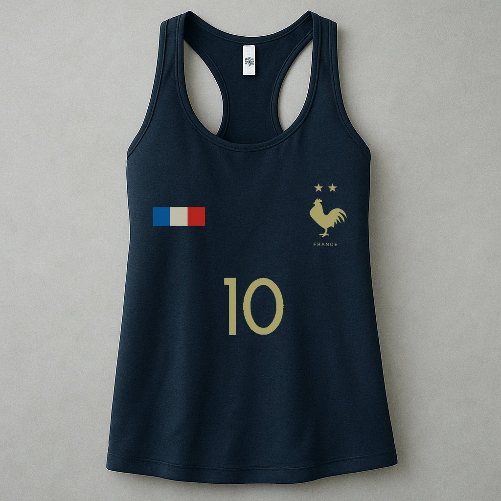 France Number 10 French Soccer Retro Football France Womens Tank Top