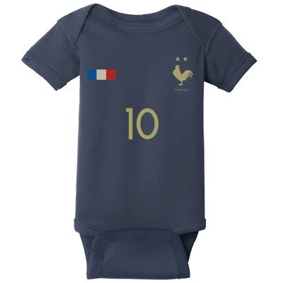 France Number 10 French Soccer Retro Football France Baby Bodysuit