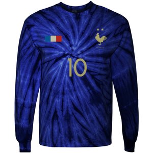 France Number 10 French Soccer Retro Football France Tie-Dye Long Sleeve Shirt