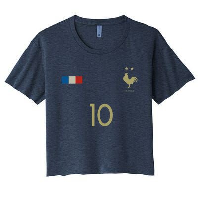 France Number 10 French Soccer Retro Football France Women's Crop Top Tee