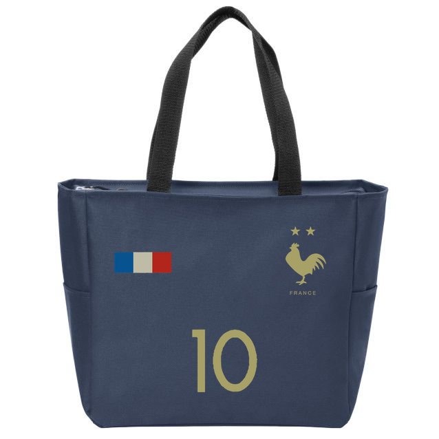France Number 10 French Soccer Retro Football France Zip Tote Bag