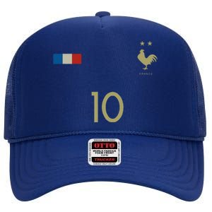 France Number 10 French Soccer Retro Football France High Crown Mesh Back Trucker Hat