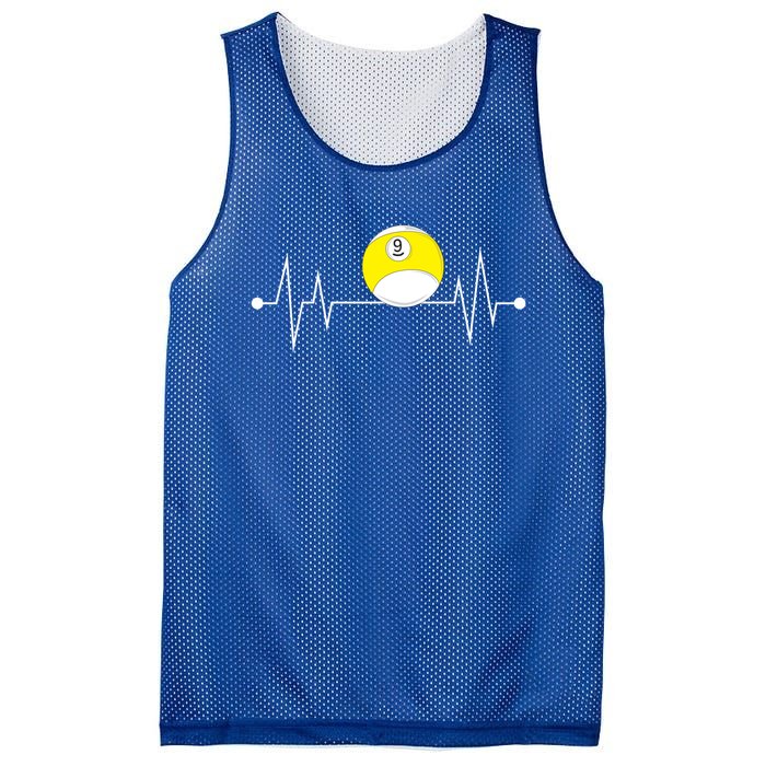 Funny Nine 9 Ball Pool Player Billiards Lover Heartbeat Gift Mesh Reversible Basketball Jersey Tank