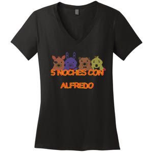 Five Nights At Freddy’S 5 Noches Con Alfredo Women's V-Neck T-Shirt