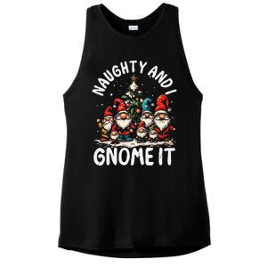 Funny Naughty And I Gnome Christmas Holiday Xmas Pun Ladies PosiCharge Tri-Blend Wicking Tank